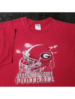 Vintage Georgia Bulldogs UGA T Shirt Lightning Helmet Big Logo Distressed 3XL